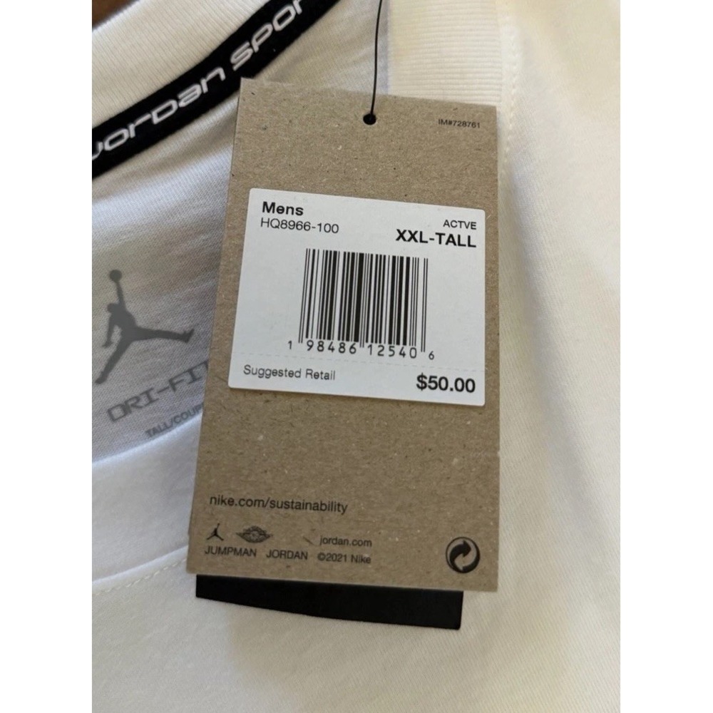 Nike Jordan Sport Dri-Fit T-Shirt MJ Graphic White HQ8966-100 Mens Size 2XL-Tall - Picture 6 of 9